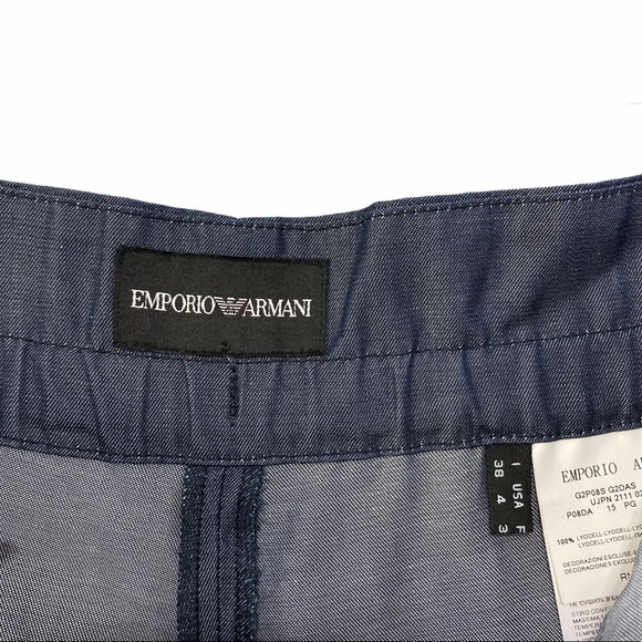 Emporio Armani chambray wide leg paper bag pants - Picture 6 of 7